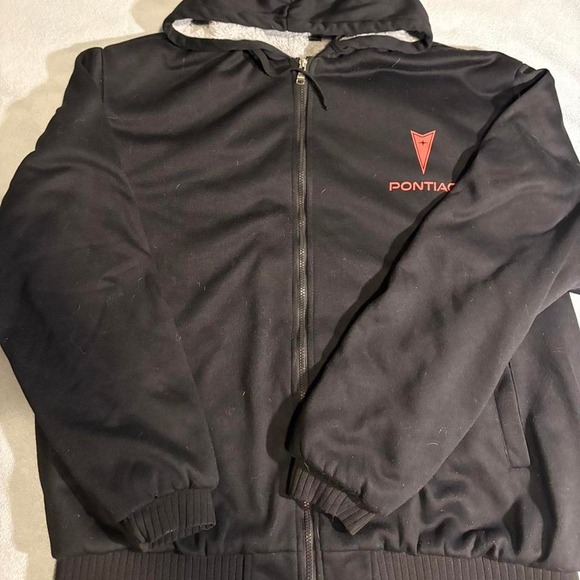 Rare Super Warm Black and Red Faux Soft Fur LinedPontiac zip-up jacket - Picture 1 of 5